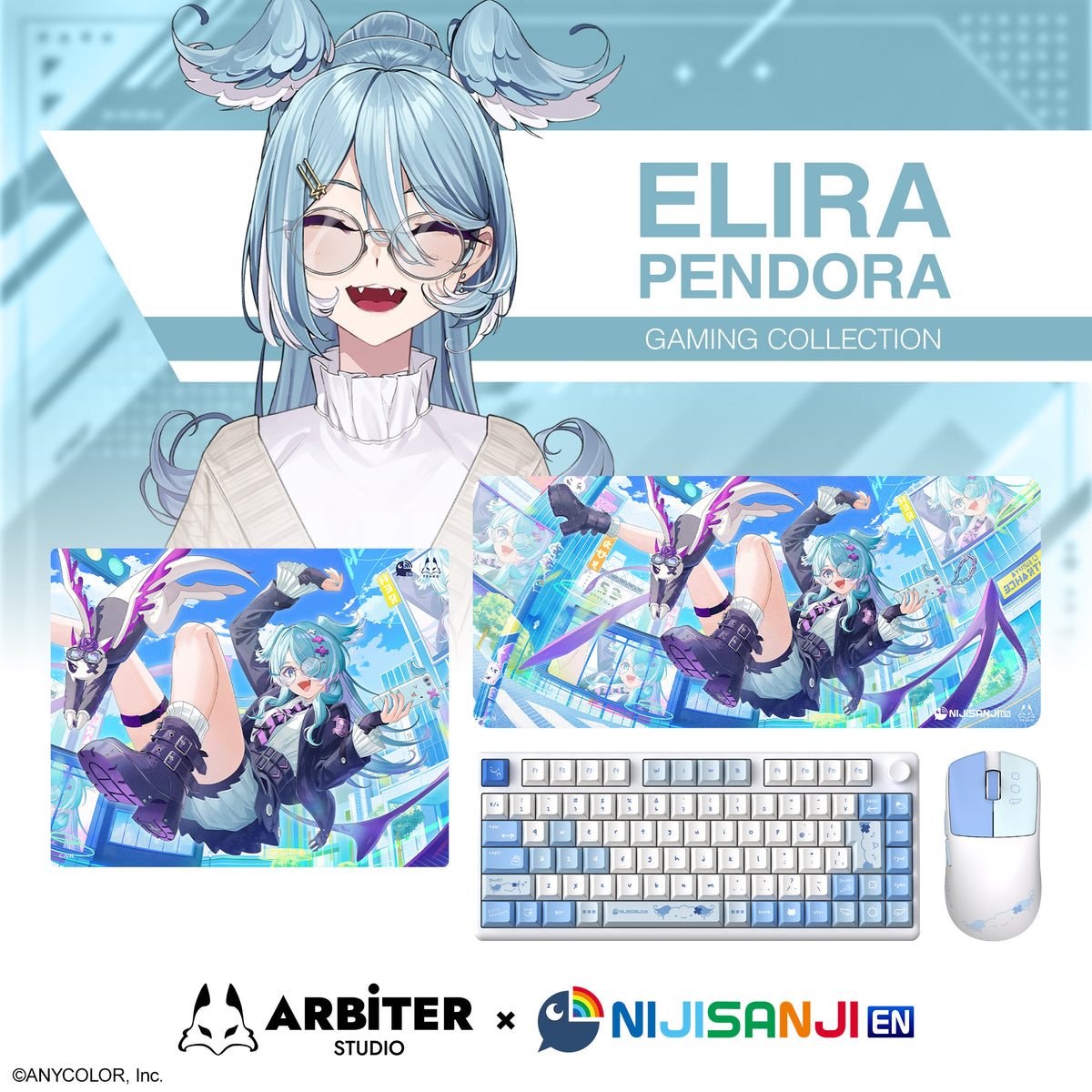 Arbiter Studio x NIJISANJI EN - Elira Pendora Gaming Collection (Keyboard JIS Layout, Mouse, Cloth pad & Glass pad)