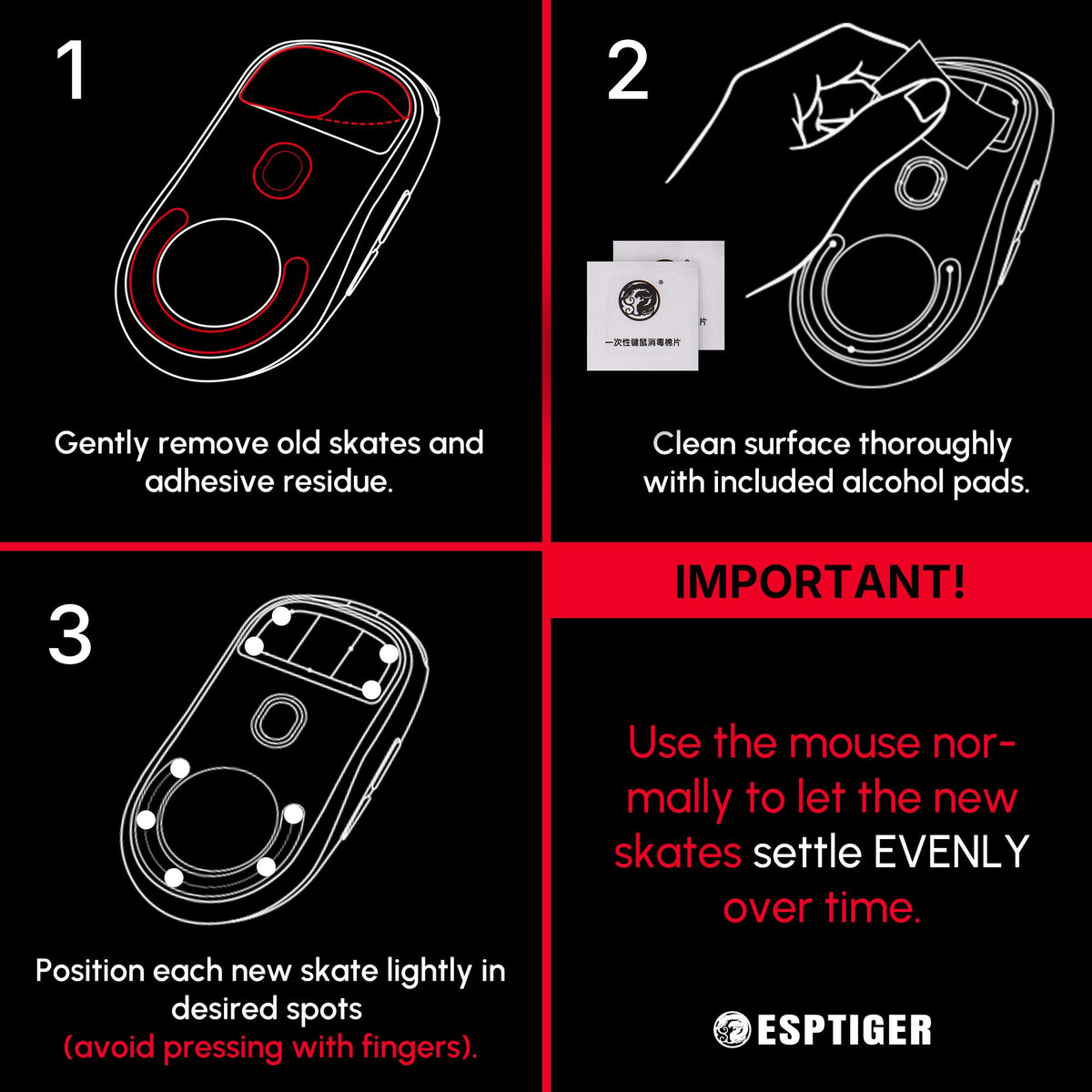 Arbiter Studio x ESPTIGER Bloody Red - Universal DIY Dot Mouse Skates