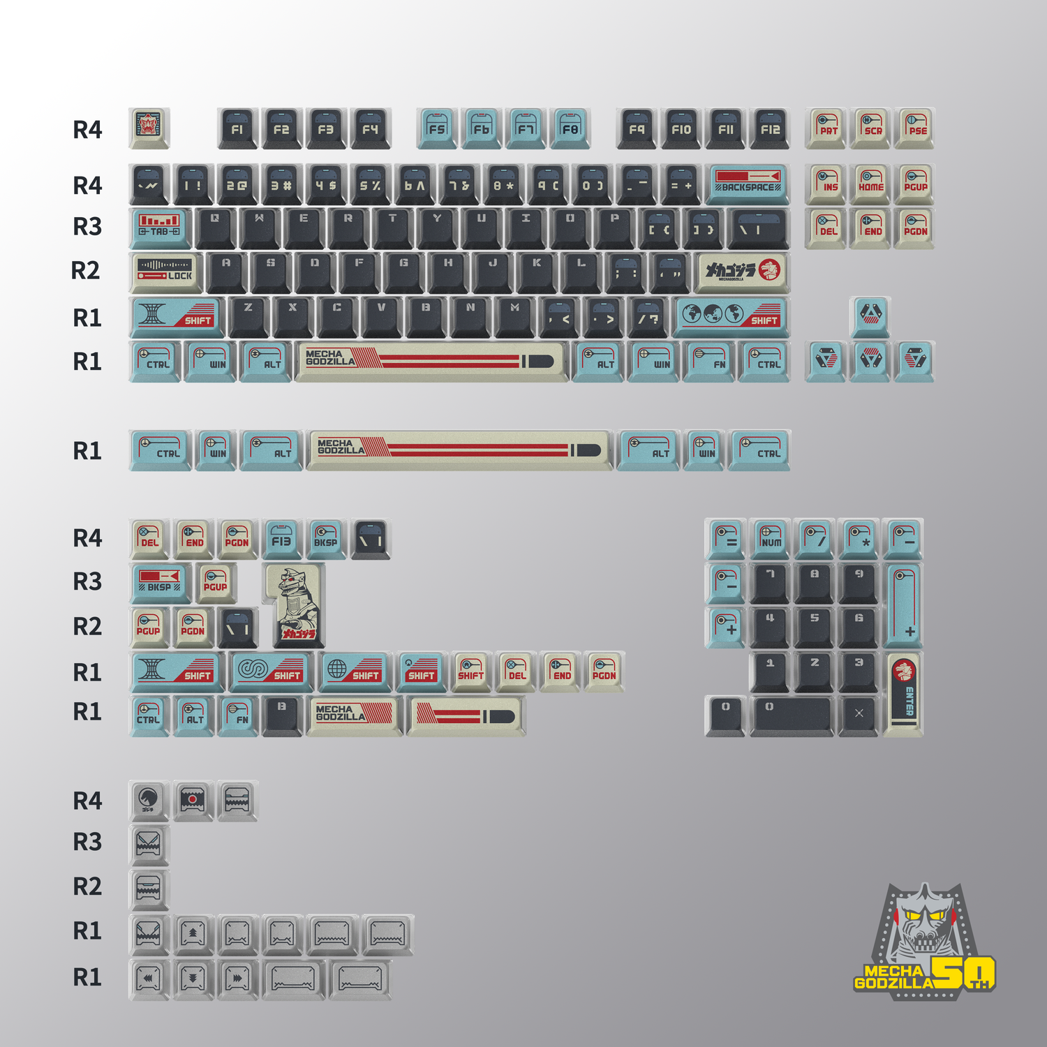 MECHAGODZILLA COLLECTION - Full Cyber Keycap Set (157 Keys)