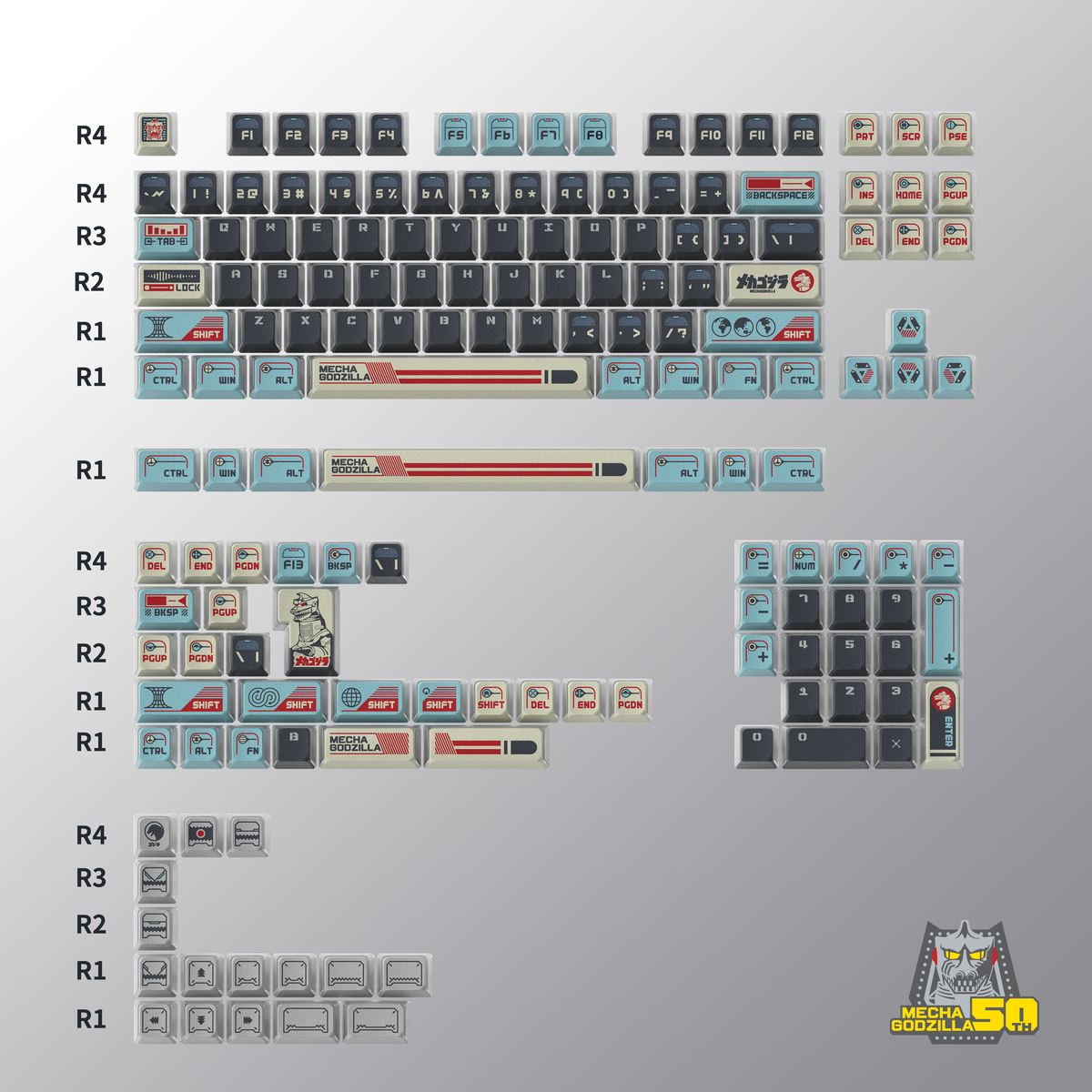 MECHAGODZILLA COLLECTION - Full Cyber Keycap Set (157 Keys) – Arbiter ...